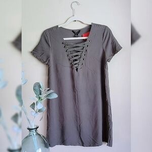 Forever 21 Olive Lace-Up T-Shirt Mini Dress (M) NWT
